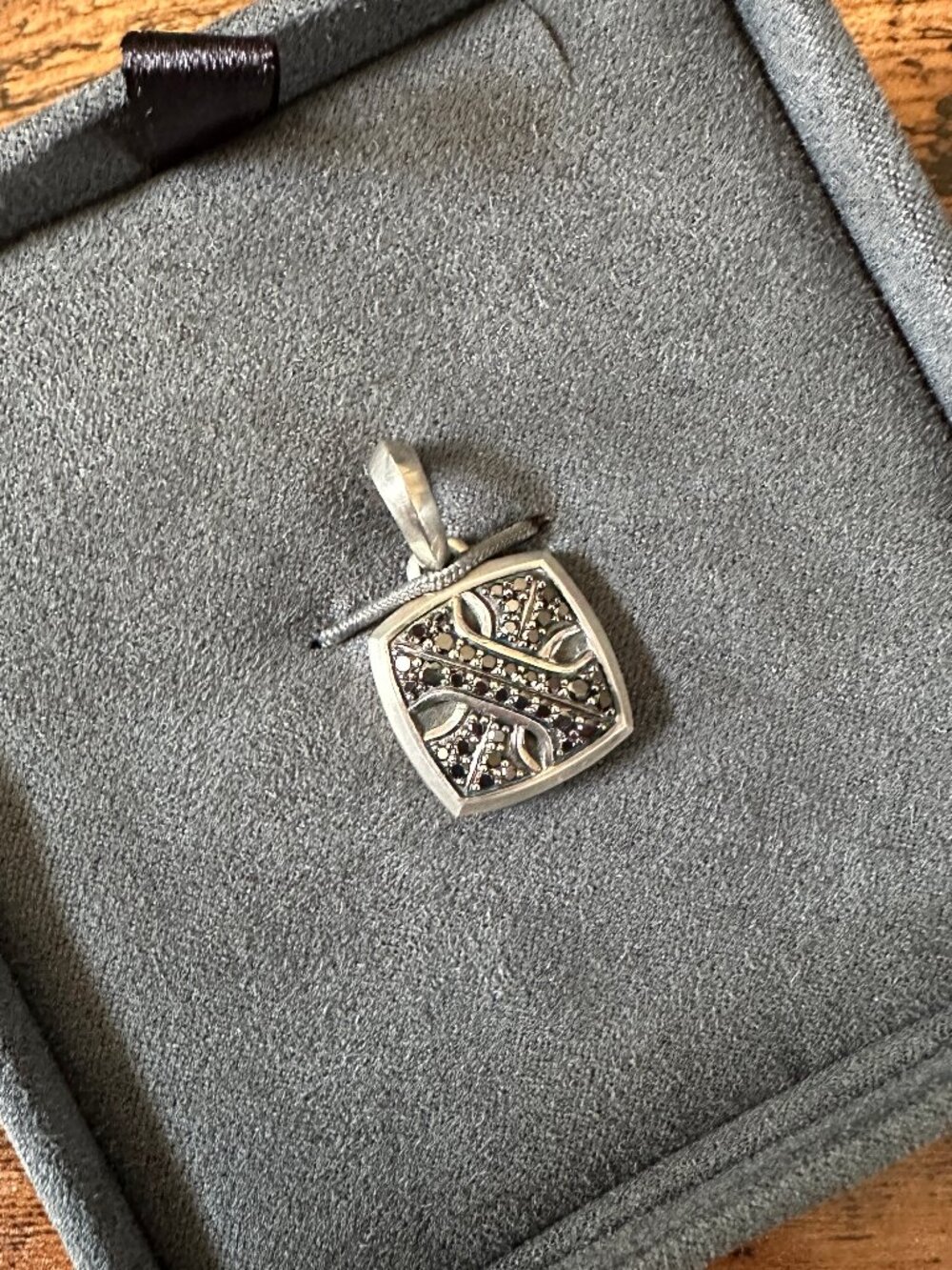 David Yurman Armory Amulet Pendant w/ Pavé Black Diamonds & Sterling Silver RARE